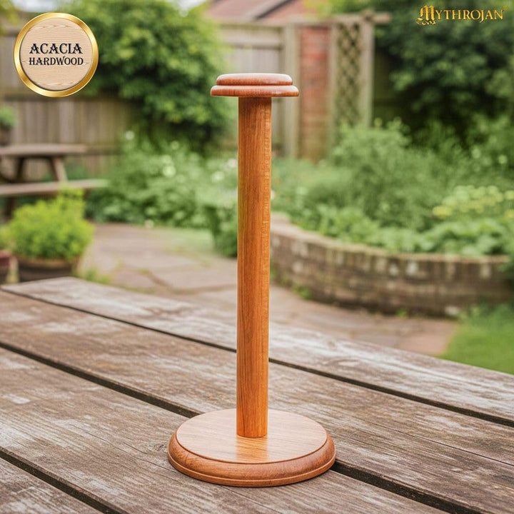 Mythrojan Mittelalterlicher Helmständer aus Holz 45,7 cm natur, 45,7 cm natur