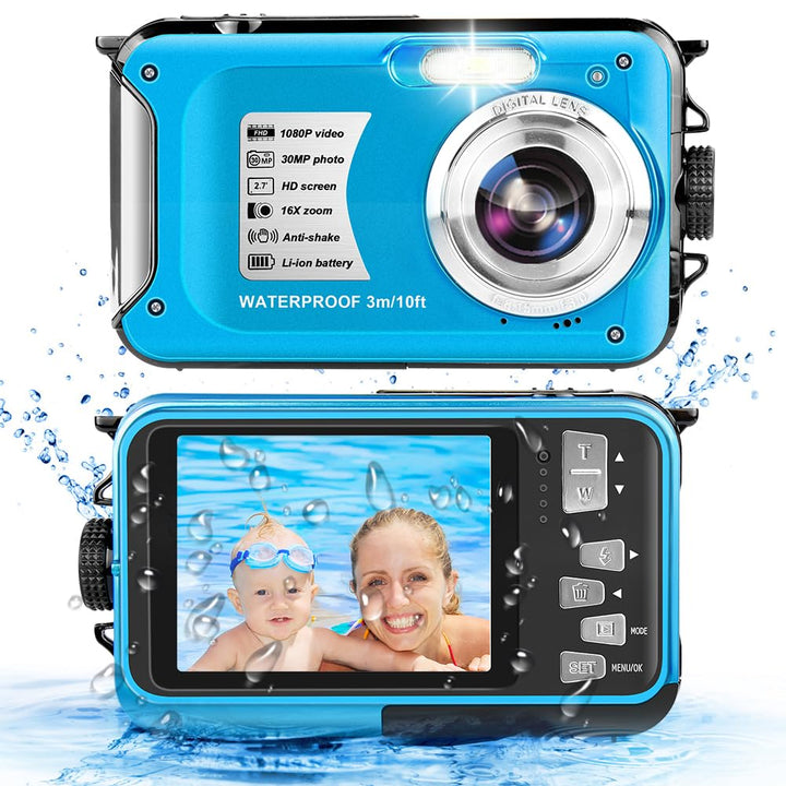 Unterwasserkamera wasserdichte Kamera 10FT 1080P Full HD 30MP Unterwasserkamera 16X Digitalzoom mit