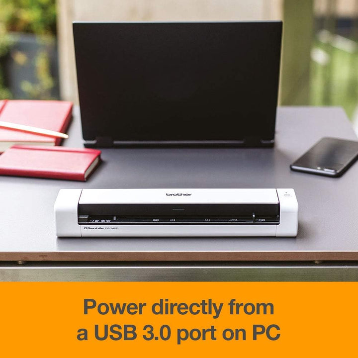 Brother DS-740 Mobiler Scanner | A4 | Vorder- und Rückseite | USB-Netzteil | 15 ppm | Farbe | Schwar