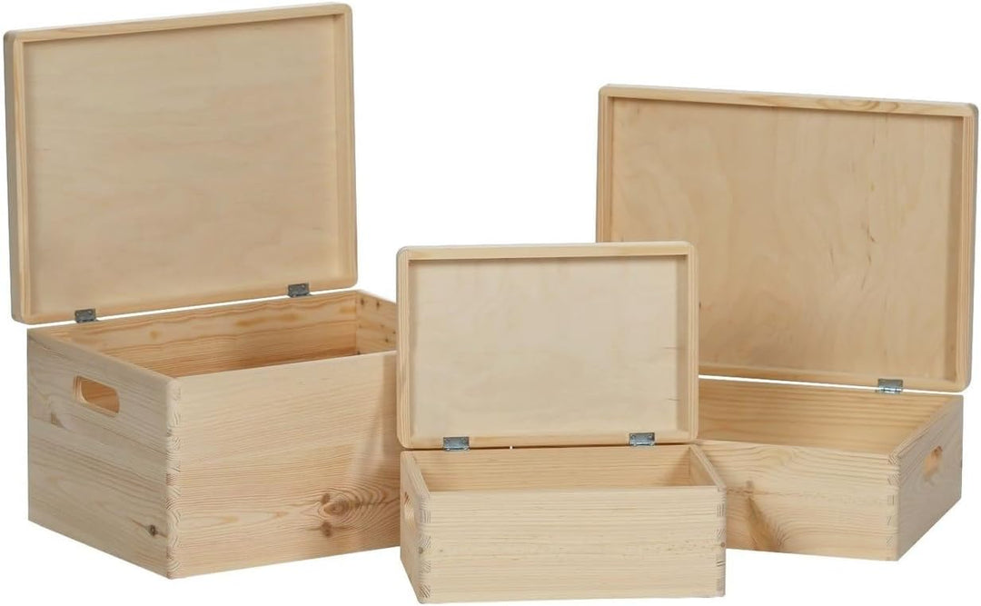 Bütic Allzweckkiste Holzbox Holzkiste stapelbar mit u. ohne Deckel Grössenauswahl Kiste mit Deckel 4