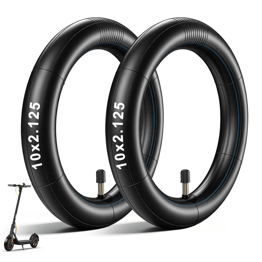 SYACHI E Scooter Schlauch 10x2,125, 10 Zoll Schlauch E Scooter Verdicktes mit Silbernes Ventil 45°/9