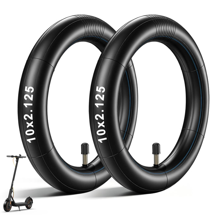 SYACHI E Scooter Schlauch 10x2,125, 10 Zoll Schlauch E Scooter Verdicktes mit Silbernes Ventil 45°/9