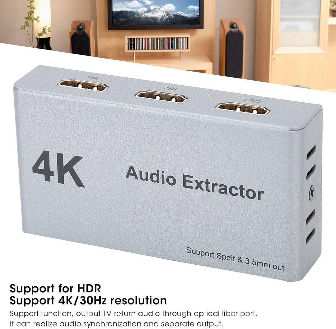 ASHATA HDMI-Schalter 4K HDMI-Splitter, 2 in 1 Out 2 x 1 HDMI Audio Extractor-Verteiler, 2 zu 1 HDMI