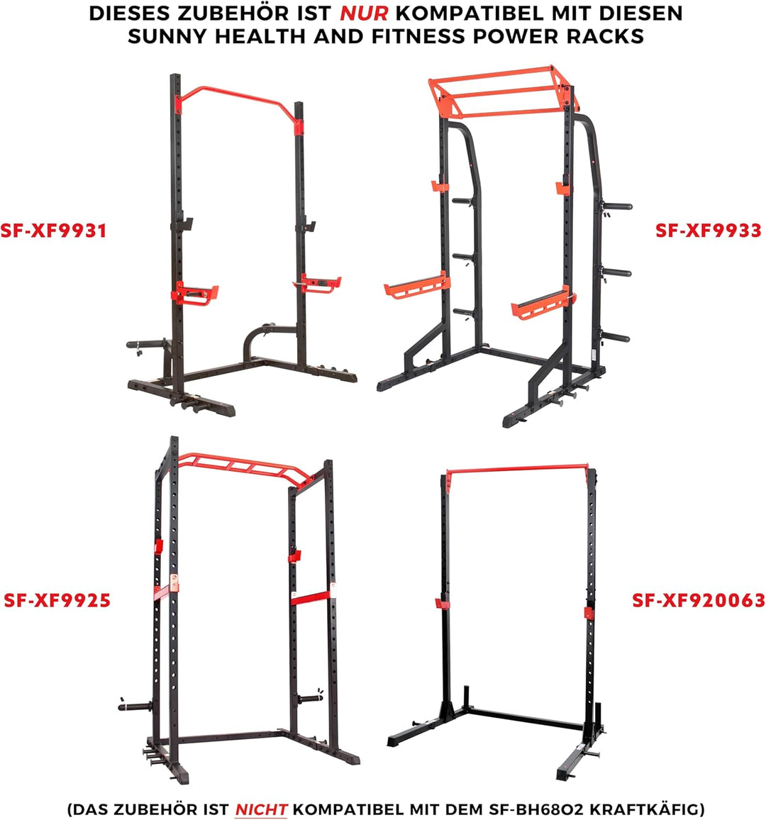 Sunny Health & Fitness Power Rack und Cage Add-on Befestigung Zubehör: Barhalter, Dip-Bars, J-Haken,
