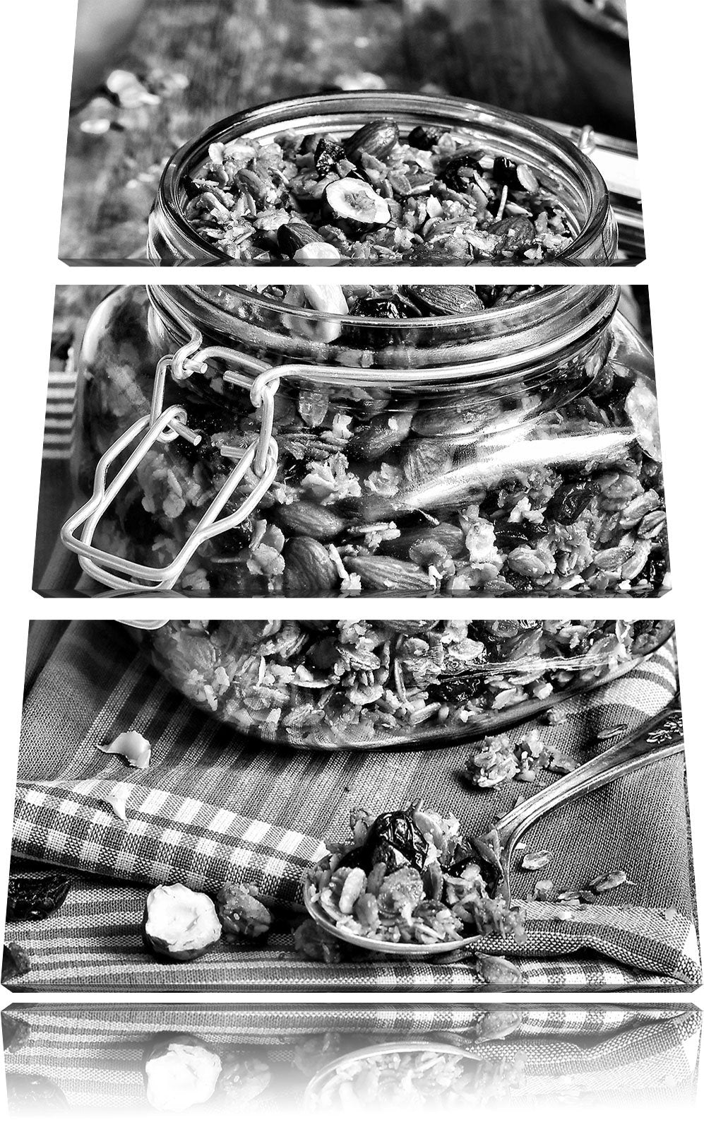 Pixxprint Monocrome, Honig Müsli im Glas 3-Teiler Leinwandbild 120x80 Bild auf Leinwand