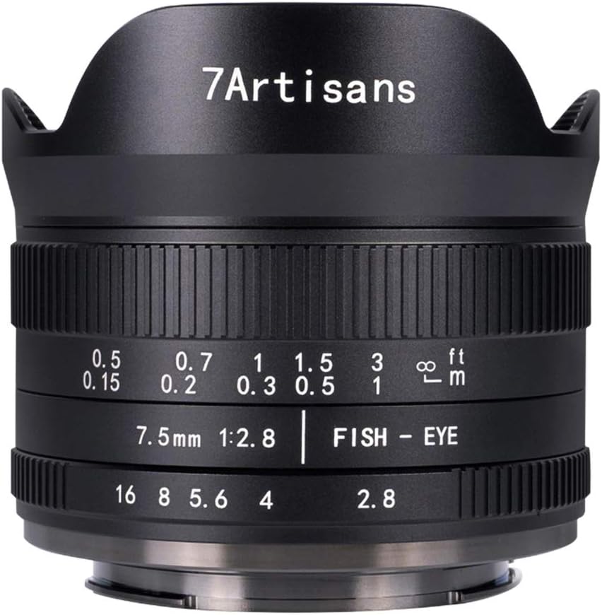7Artisans 7,5 mm F2,8 II Sony E Mount APS-C Fisheye Prime Objektiv,Manuelles 190° Ultra Weitwinkel F