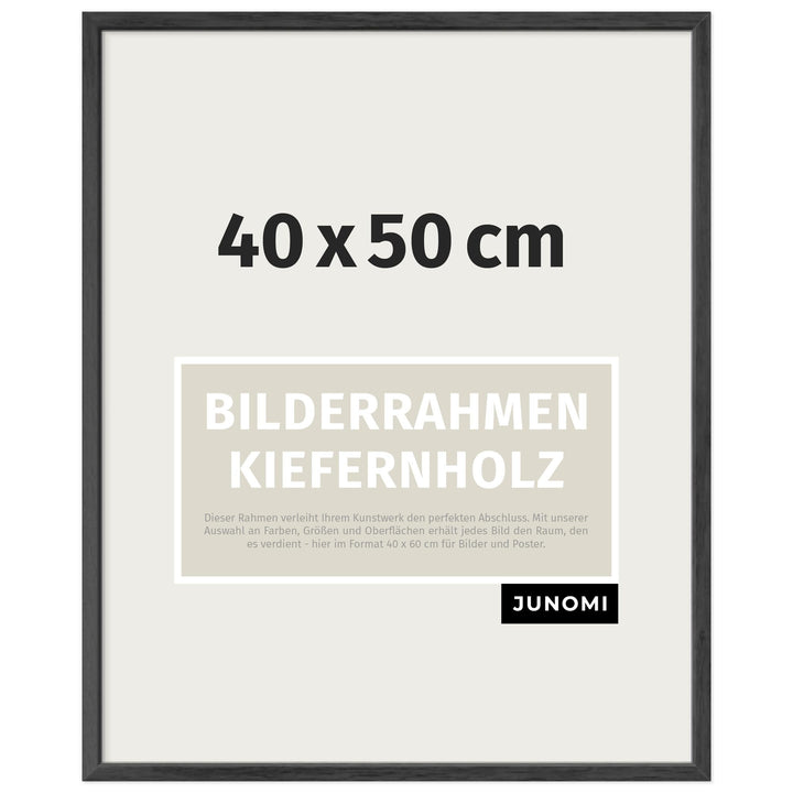 Bilderrahmen 40x50 cm Holz | Farbe Schwarz | Posterrahmen mit bruchsicherem Acrylglas | Hoch- & Quer