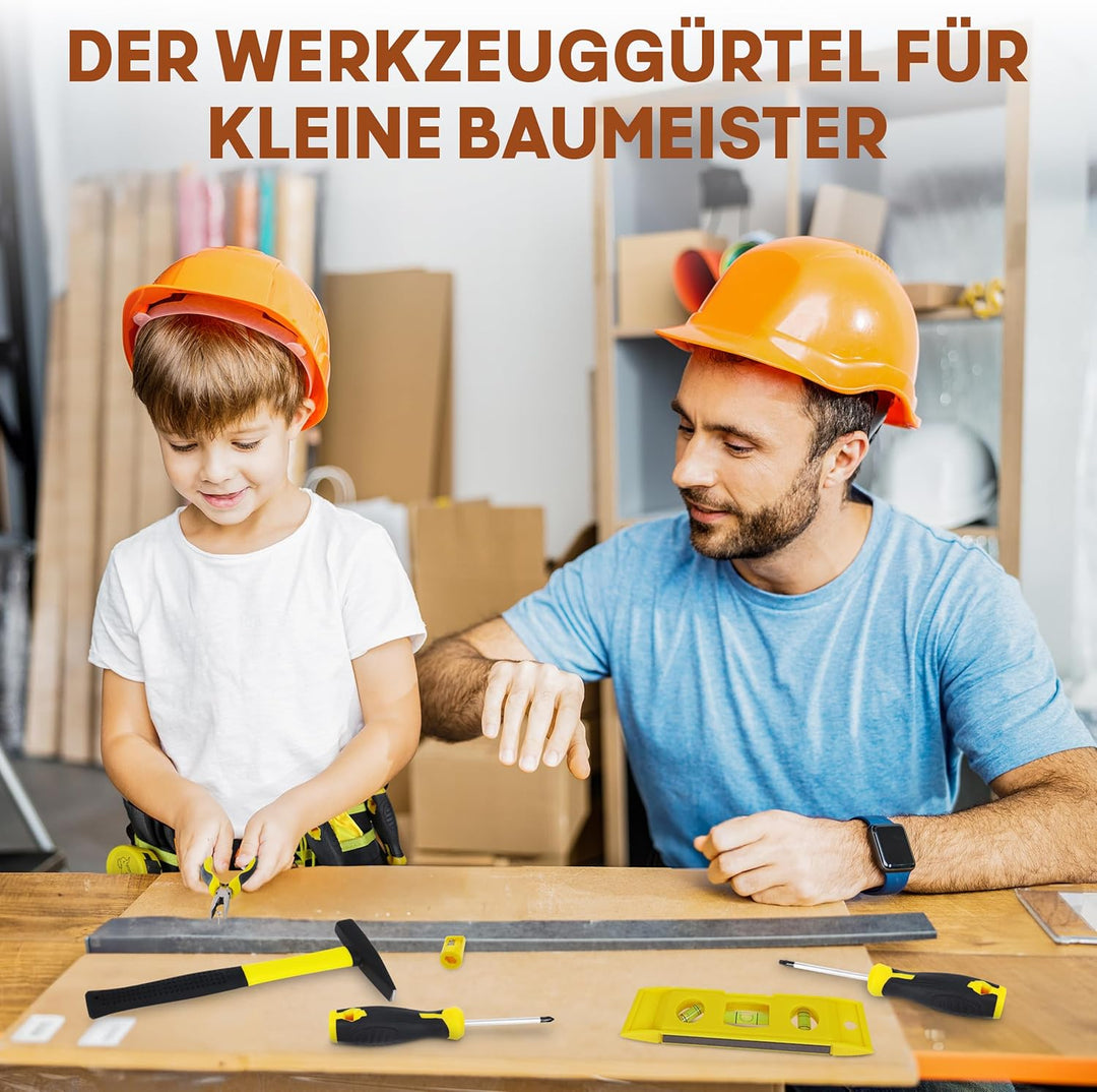 Eli® Werkzeuggürtel Kinder Set ab 6 Jahre - hochwertiges echtes Kinderwerkzeug - inkl. Hammer und Sc