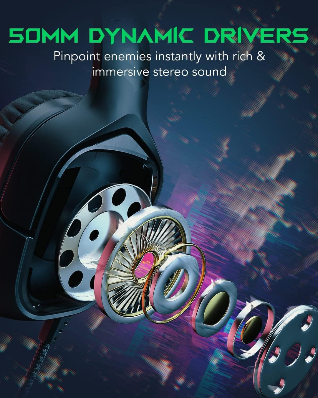 Gaming Headset with Microphone for PC PS4 PS5 Xbox Switch Computer, Wired Gamer Headphones with Nois