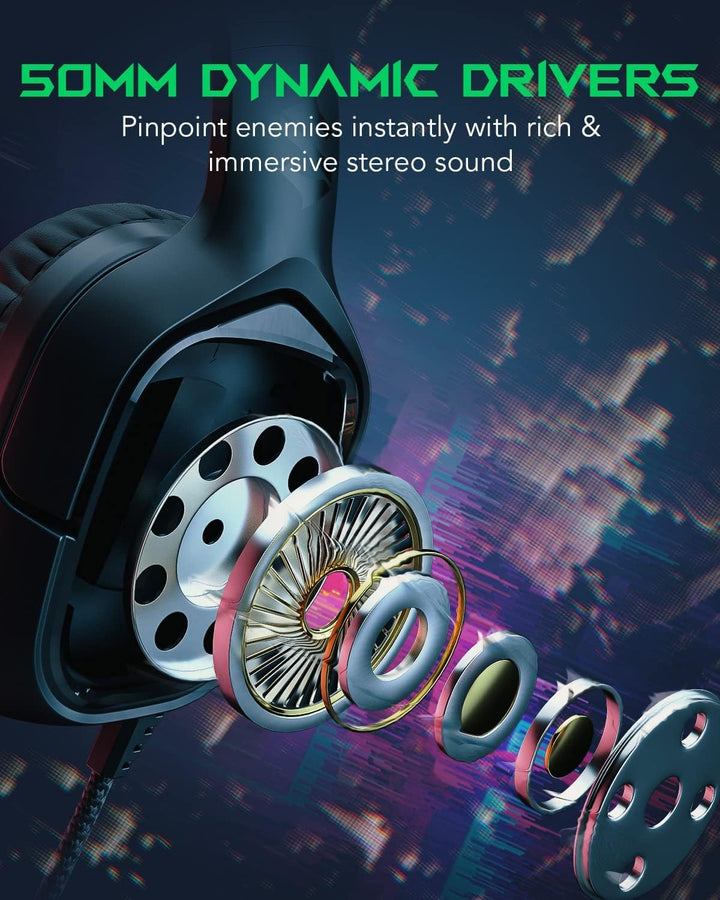 Gaming Headset with Microphone for PC PS4 PS5 Xbox Switch Computer, Wired Gamer Headphones with Nois