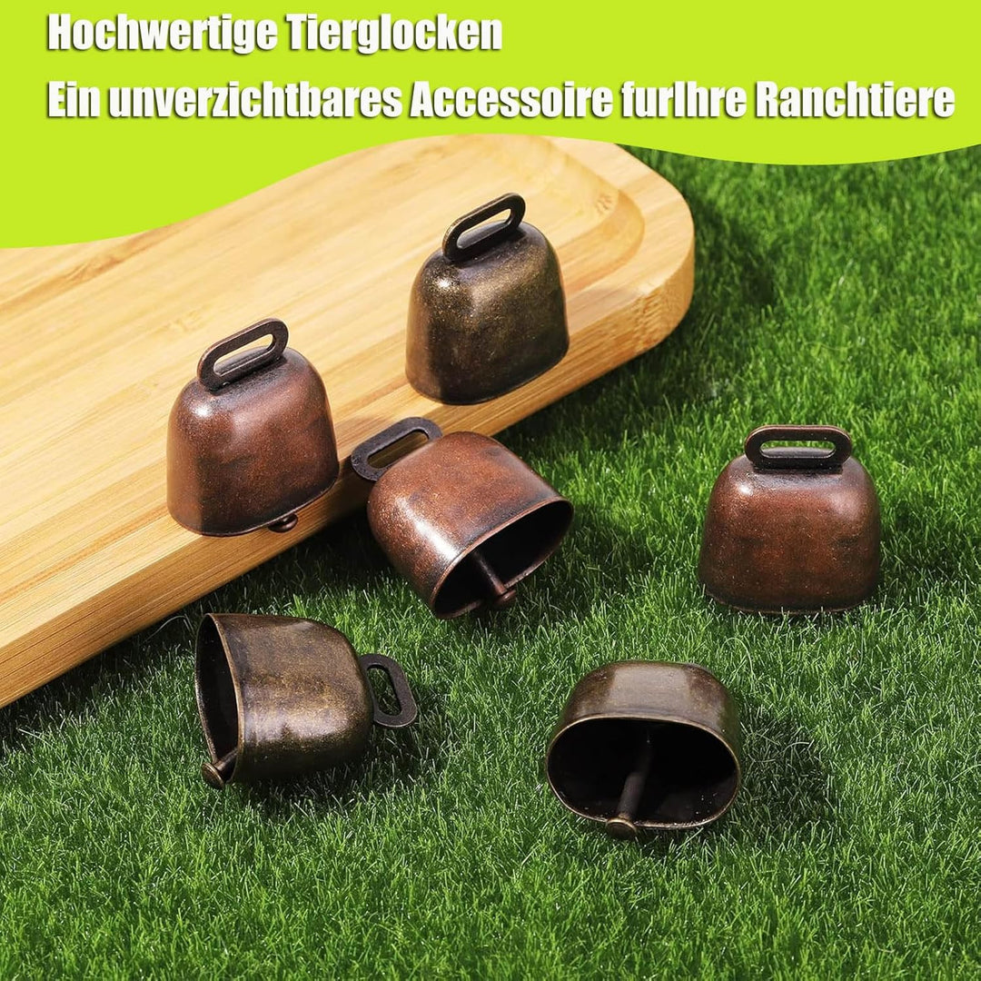 8 Stück Vintage Mini Kuhglocke Ziegenglocke, Kuhglocken aus Metall, Mini Kuhglocke, Retro Eisenglock