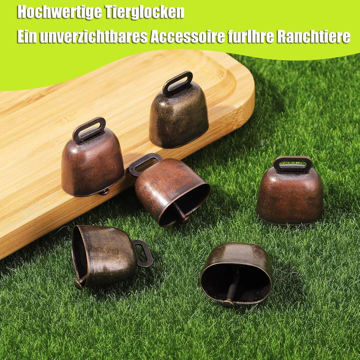 8 Stück Vintage Mini Kuhglocke Ziegenglocke, Kuhglocken aus Metall, Mini Kuhglocke, Retro Eisenglock