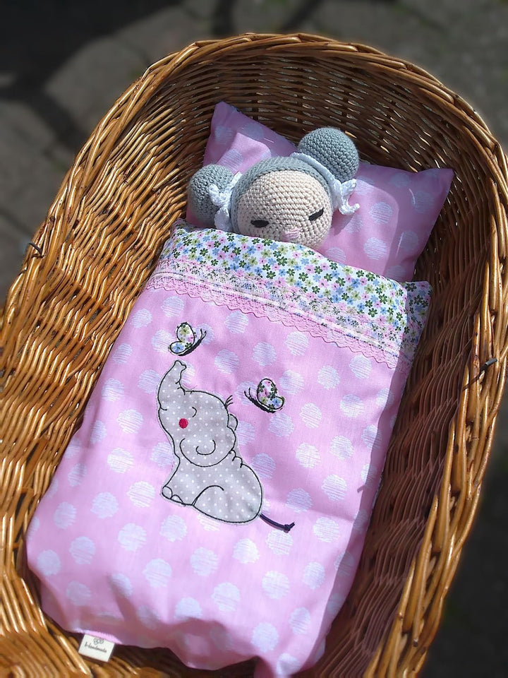 Puppenbettwäsche Streublümchen`Serie Bellis`, verschiedene Modelle und Grössen, für Puppenbett, Pupp