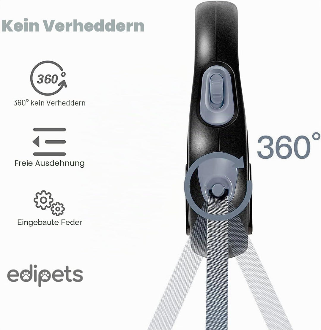 Edipets, Hundeleine, Ausziehbar, Einziehbar, 3, 5 und 8 Meter, Flexibles Band für Rechts- und Spazie