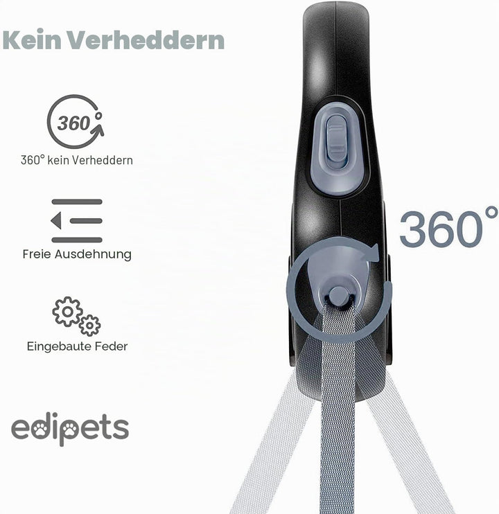 Edipets, Hundeleine, Ausziehbar, Einziehbar, 3, 5 und 8 Meter, Flexibles Band für Rechts- und Spazie