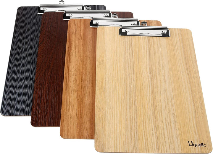 Uquelic Klemmbrett/Schreibbrett/Clipboard A4-4Pcs Klemmbretter A4 Eleganz Luxus Holzmaserung Abgerun