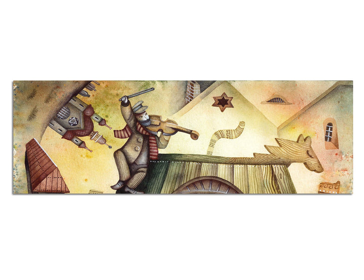 Paul Sinus Art Panoramabild auf Leinwand und Keilrahmen 120x40cm Haus Dach Geiger abstrakt