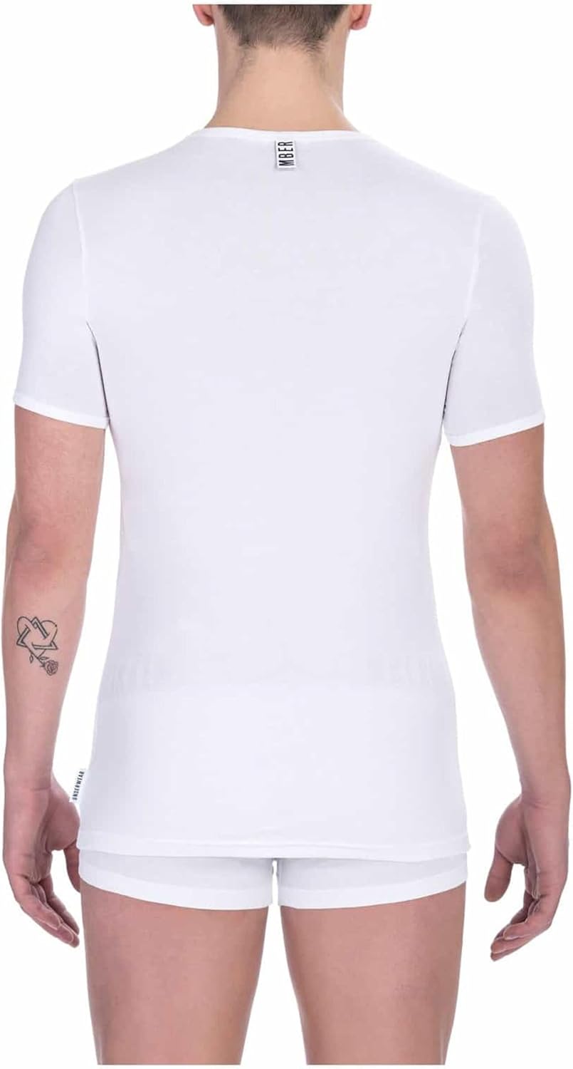 Bikkembergs 2er-Pack Unterwäsche-T-Shirts mit Rundhalsausschnitt – Herren – Stretch-Baumwolle L Weis