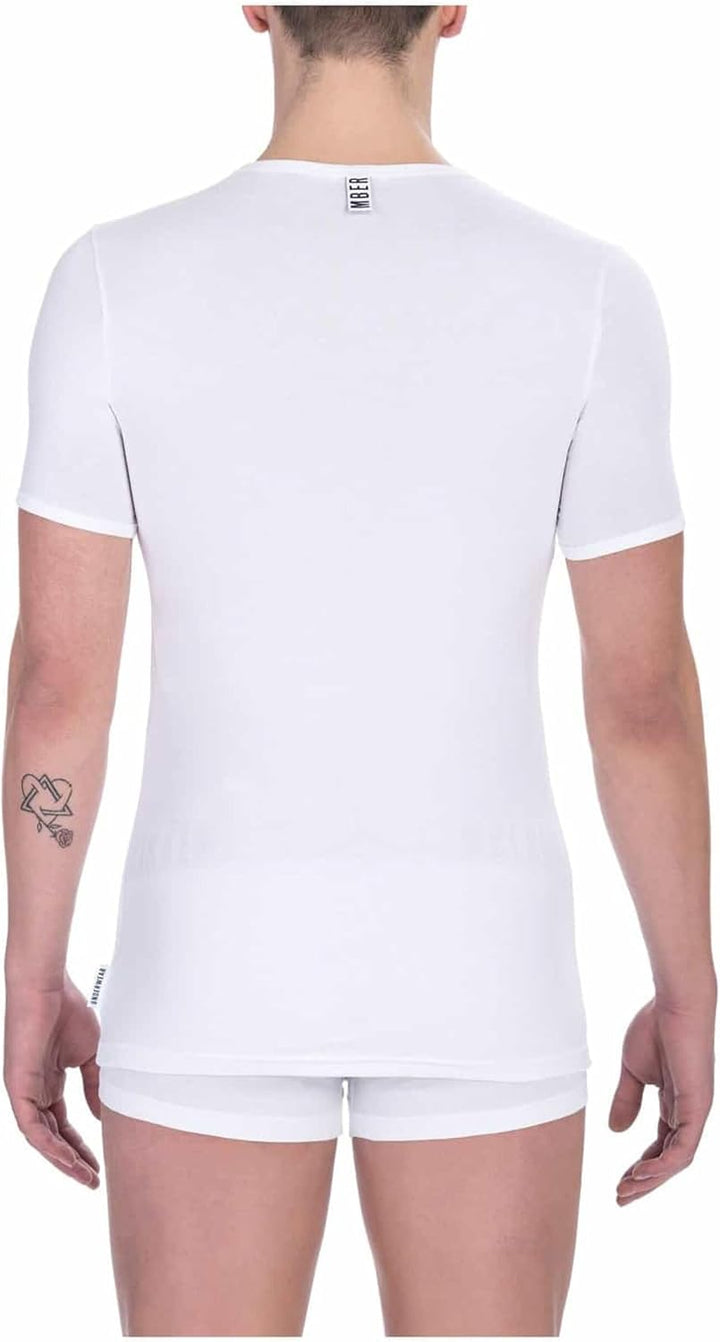 Bikkembergs 2er-Pack Unterwäsche-T-Shirts mit Rundhalsausschnitt – Herren – Stretch-Baumwolle L Weis