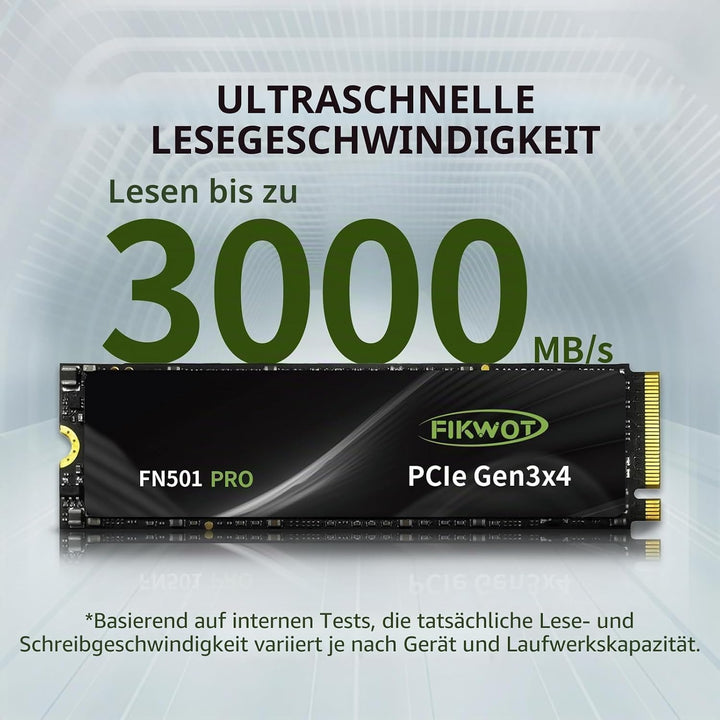 Fikwot FN501 Pro 256GB NVMe SSD - M.2 2280 PCIe Gen3 x4 Internes Solid State Drive mit Graphene Kühl