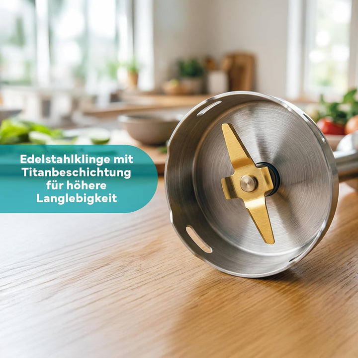 ARIVA Stabmixer 1200W Edelstahl – Handmixer mit LED-Display & Timer, Titan-beschichtete Klingen, 12