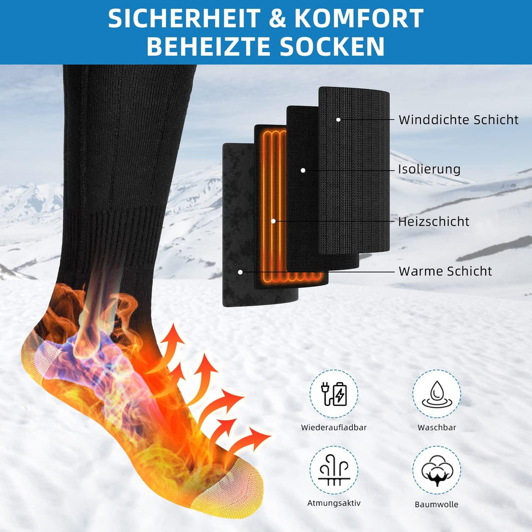Beheizbare Socken, 5000mAh Beheizte Socken Herren Damen Wiederaufladbare Batterien Elektrische Warme