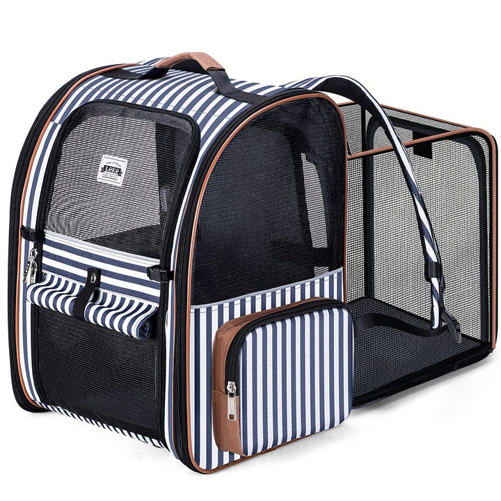 Lekespring Erweiterbar Katzenrucksack Hunderucksack für Katzen Hunde bis 8kg, Gross Katzen Rucksack