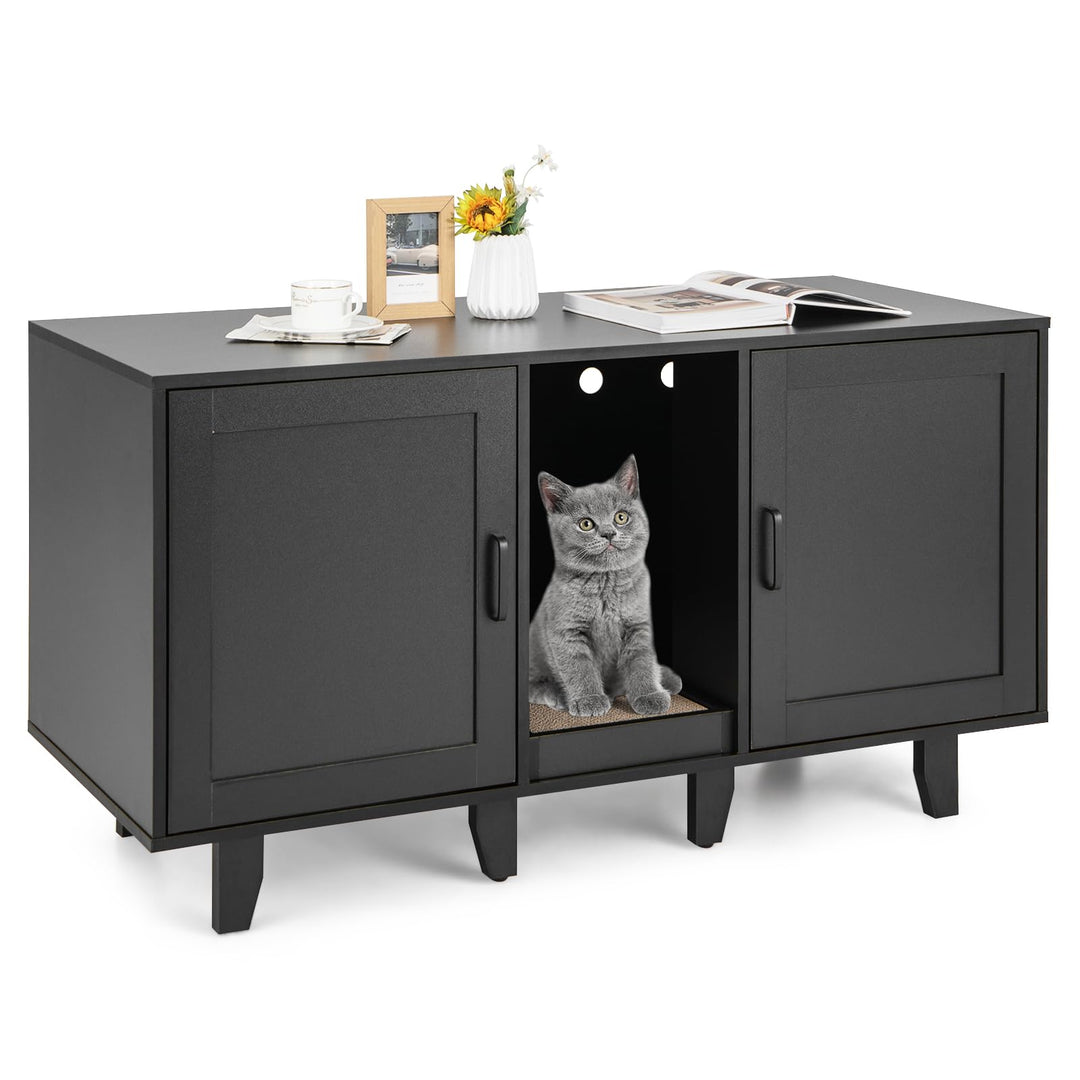 COSTWAY Katzenklo Schrank für 2 Katzen, Katzenschrank für Katzentoilette, Katzenhaus mit 2 Türen &amp; K