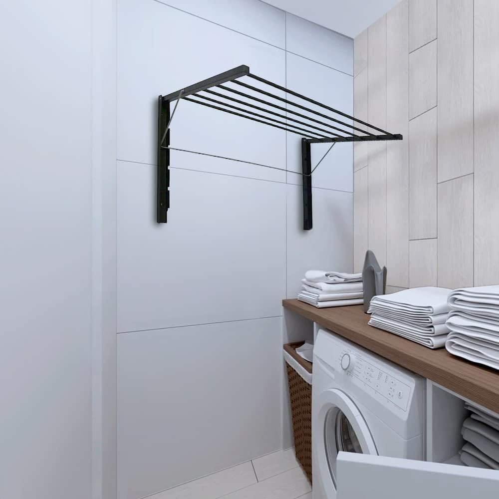 ABJ Majka Wandwäschetrockner Wäschetrockner für die Wand Trockenständer Wandmontage (60cm, Silber) 6