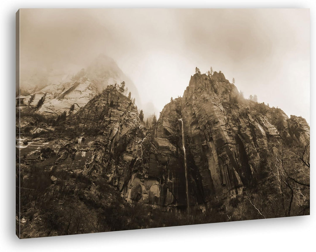 deyoli Berge im Zion Nationalpark Utha Format: 80x60 Effekt: Sepia als Leinwand, Motiv fertig gerahm