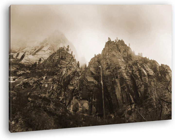 deyoli Berge im Zion Nationalpark Utha Format: 80x60 Effekt: Sepia als Leinwand, Motiv fertig gerahm