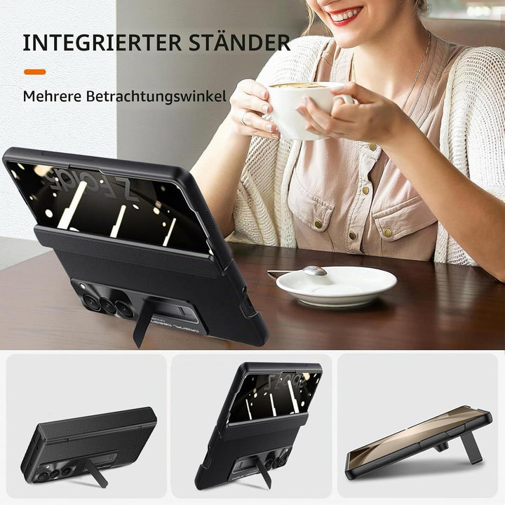 NINKI Kompatibel Samsung Galaxy Z Fold 5 Hülle mit Privacy Screen Protector,Kunstleder Magnetic Scha
