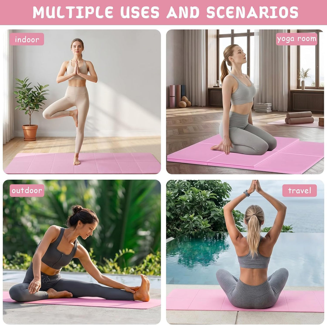 Klappbare Yogamatte, Faltbare Yogamatte Reise Leicht 183 x61x0.4 cm Rutschfest Tragbare Fitnessmatte