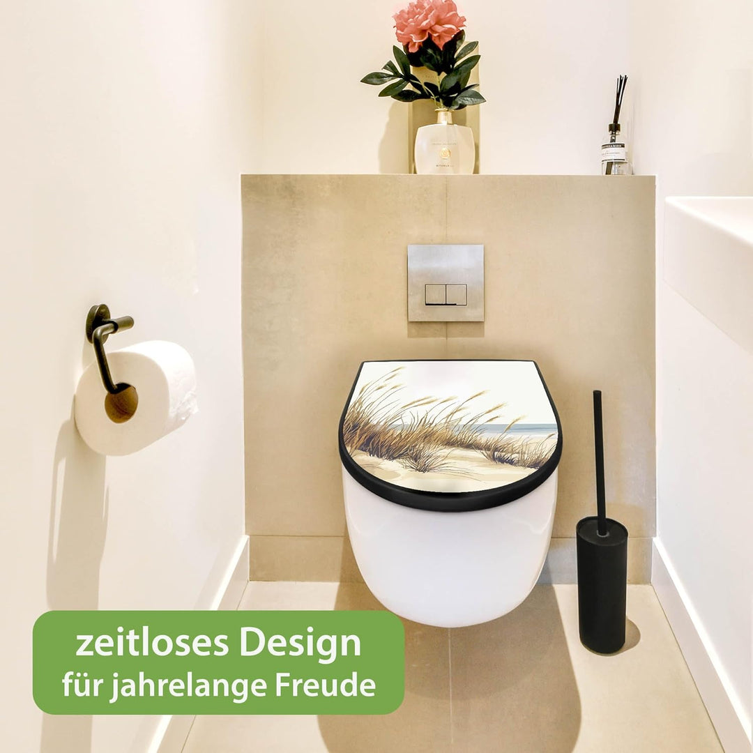 banjado WC Sitz mit Absenkautomatik D Form - Toilettendeckel mit Absenkautomatik D Form - Klodeckel