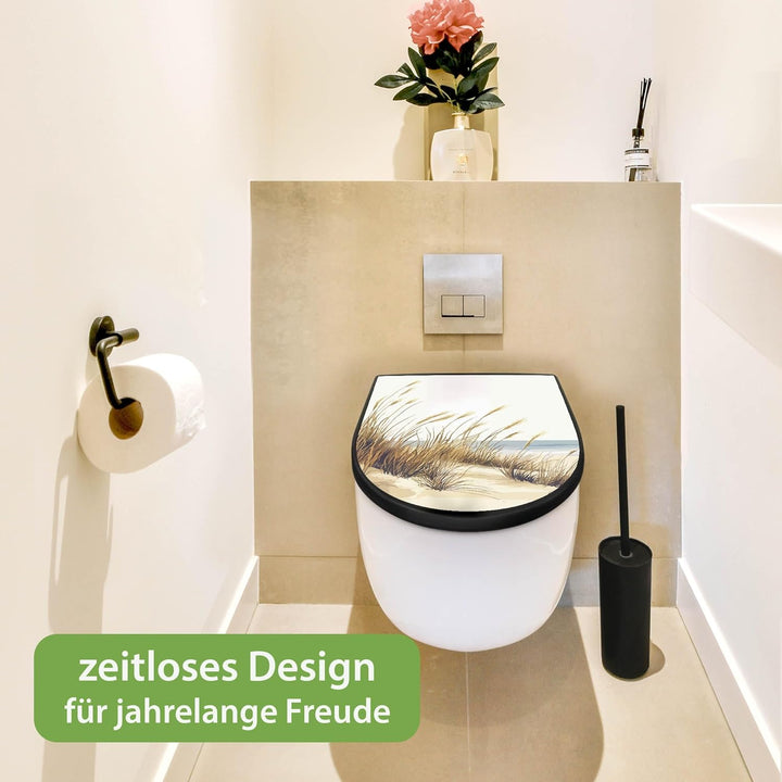 banjado WC Sitz mit Absenkautomatik D Form - Toilettendeckel mit Absenkautomatik D Form - Klodeckel