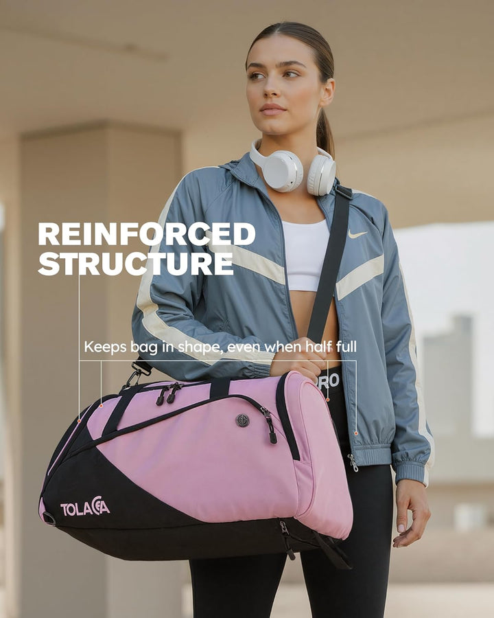 Tolaccea SporttascheDamen und Herren47L – Schuhfach&Nassfach, Rucksack‑Duffel Trainingstasche für Fi