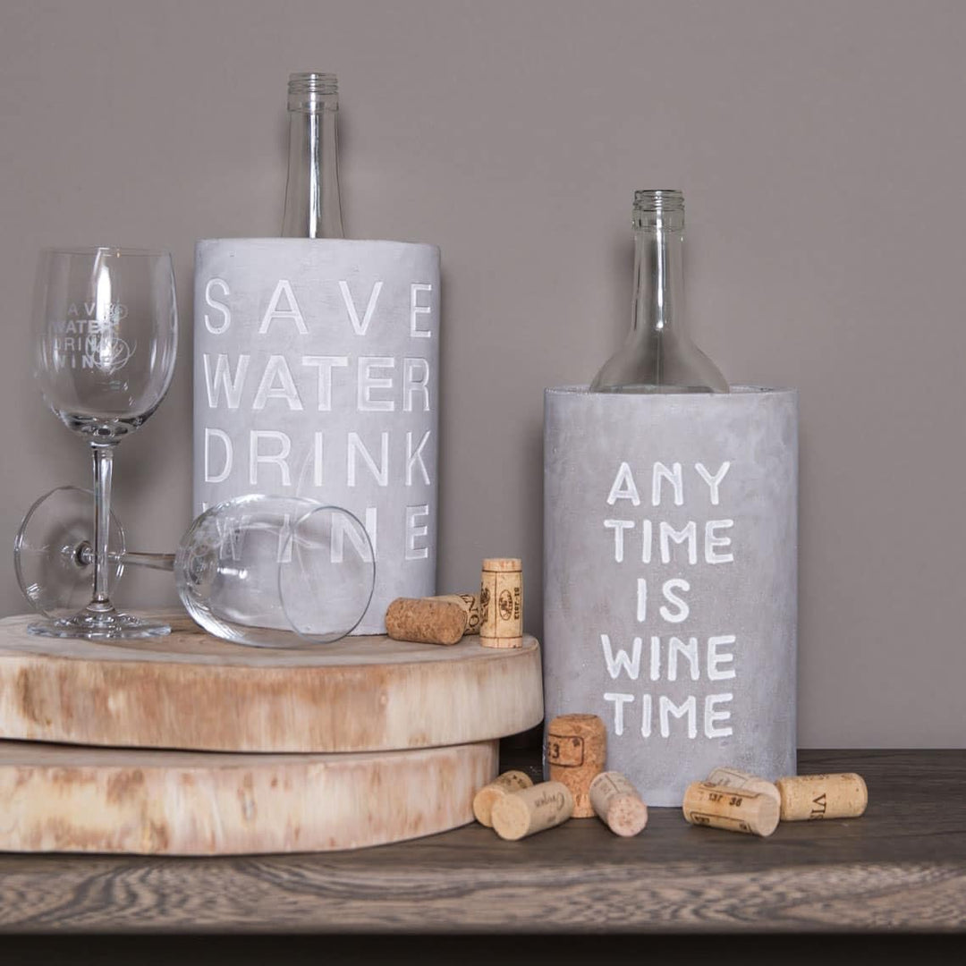 Räder Vino Beton Weinkühler Any Time is Wine Time D 13,5 cm | H 21,5 cm Grau, D 13,5 cm | H 21,5 cm