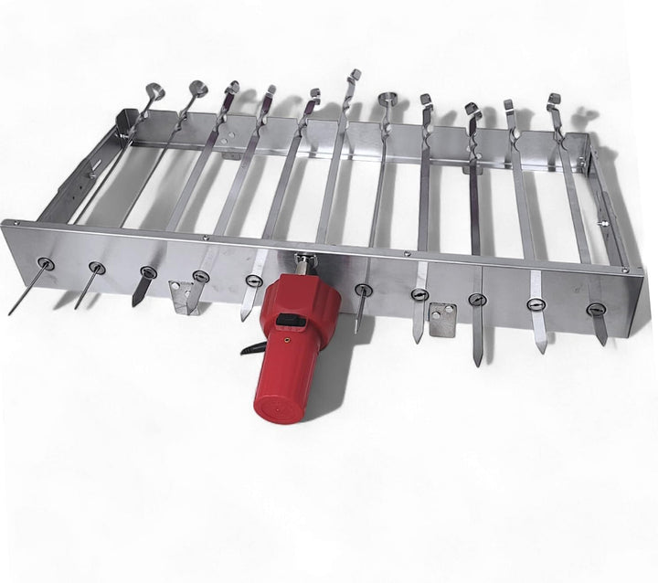 Grillpeter Schaschlik Spiessdreher aus Edelstahl, Motor mit Powerbank Spiesse für Mangal (für 11 Spi