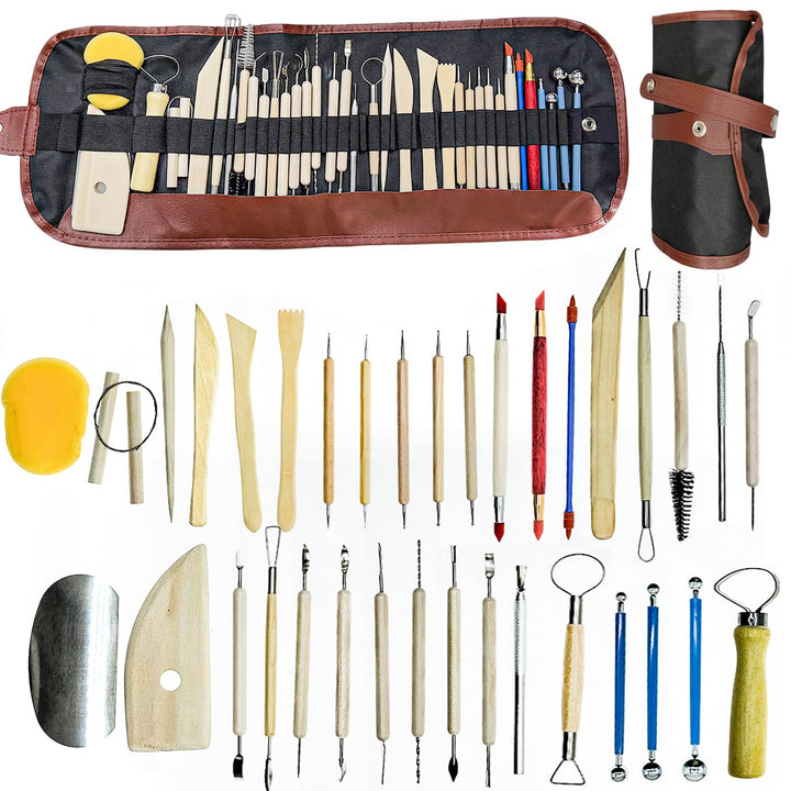 36 Stück Modellierwerkzeug Töpferwerkzeug Set, Töpferset zum Modellieren von Ton, Tonwerkzeuge Töpfe