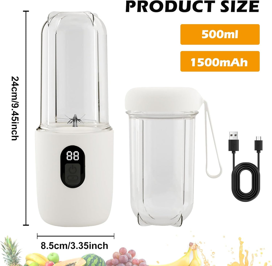 Tragbarer Mixer Smoothie Maker to go, Smoothie Mixer mit Reisedeckel, Portable Blender 500ml, Wieder