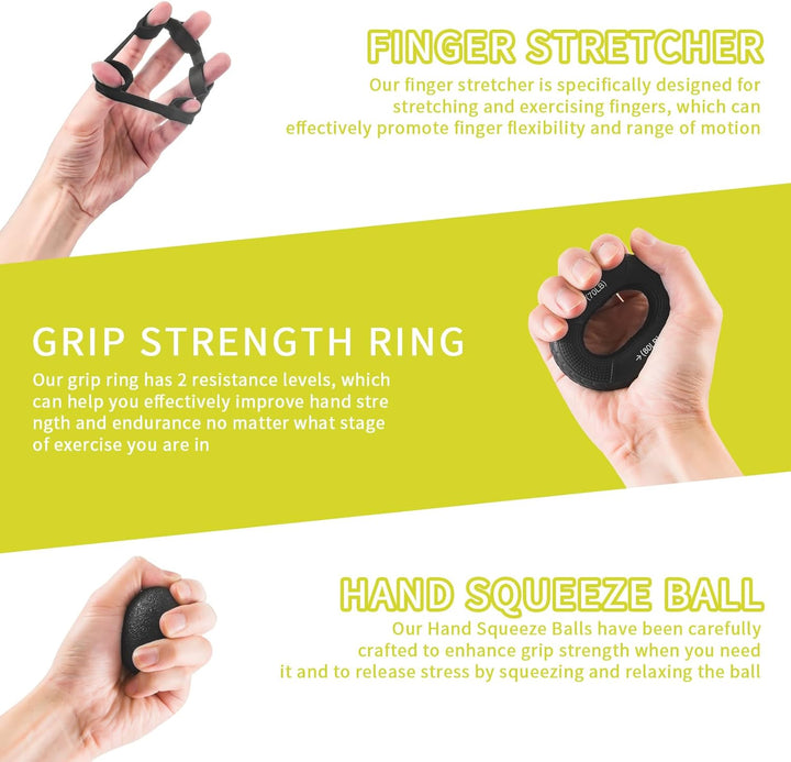 7 PCS Griffkraft Trainer Set, 2 verstellbare Handtrainer Unterarm trainer, 1 Aufbewahrungstasche, Fi