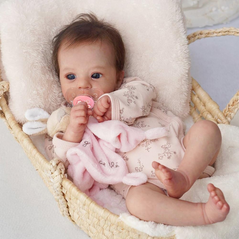 Zero pam Reborn Baby Mädchen- 48 cm Reborn Puppen Lebensecht Blaue Augen Babypuppe Wie Echtes Siliko