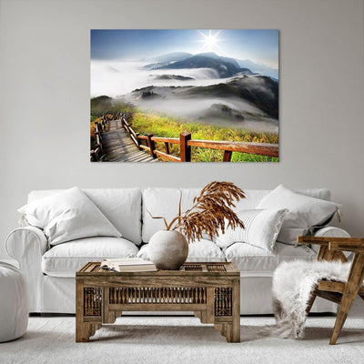 Bilder auf Leinwand 100x70cm Leinwandbild Asien schönheit berg landschaft Gross Wanddeko Bild Schlaf