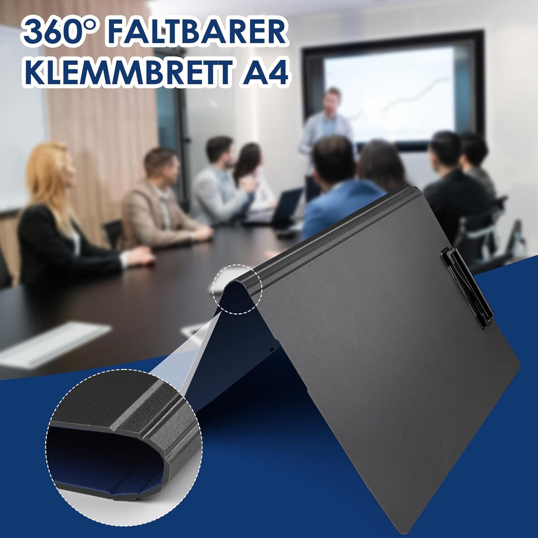 2er Pack Klemmbrett A4, Schreibmappe A4 mit 2 Klemmen, Klemmbrett mit Deckel, Klemmbretter für Büro,