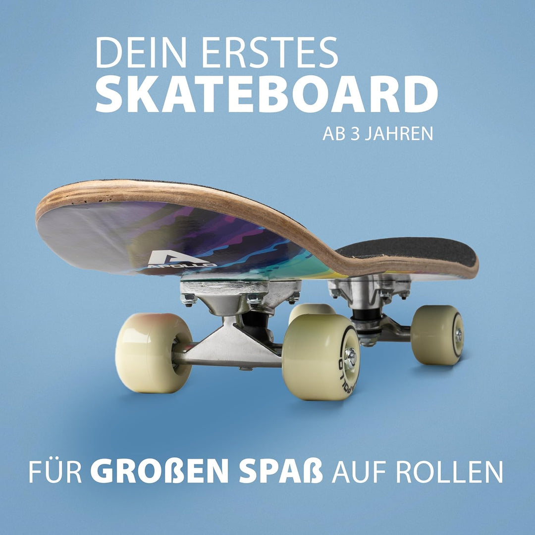 Apollo Kinder Skateboard, kleines Komplett Board mit ABEC 3 Kugellagern und Aluminium Achsen, Coole
