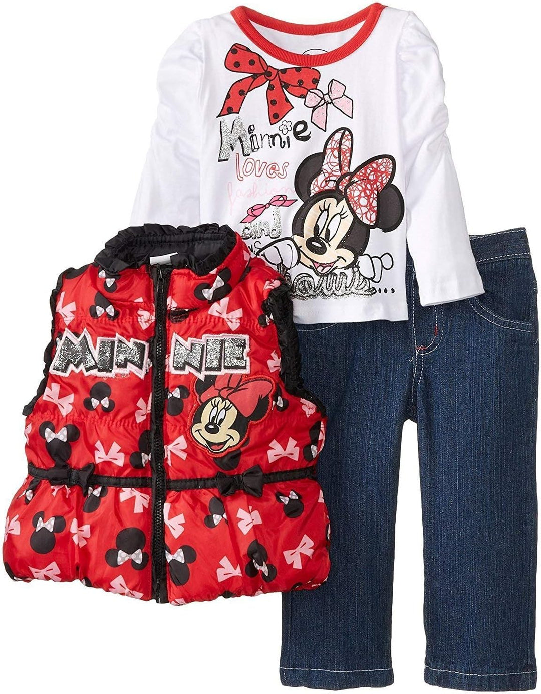 Disney Baby Girls' Minnie Mouse Infant Girls 3pc Vest Set Red (12Mos)