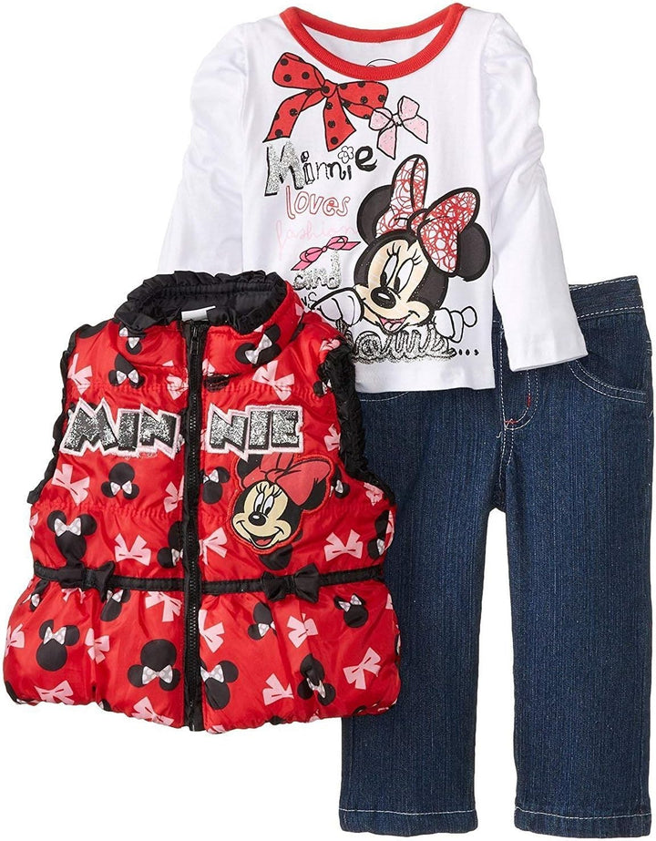 Disney Baby Girls' Minnie Mouse Infant Girls 3pc Vest Set Red (12Mos)