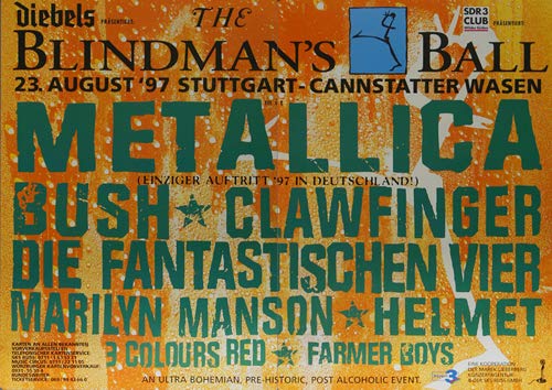 Metallica - Blindmans Ball, Stuttgart 1997 » Konzertplakat/Premium Poster | Live Konzert Veranstaltu