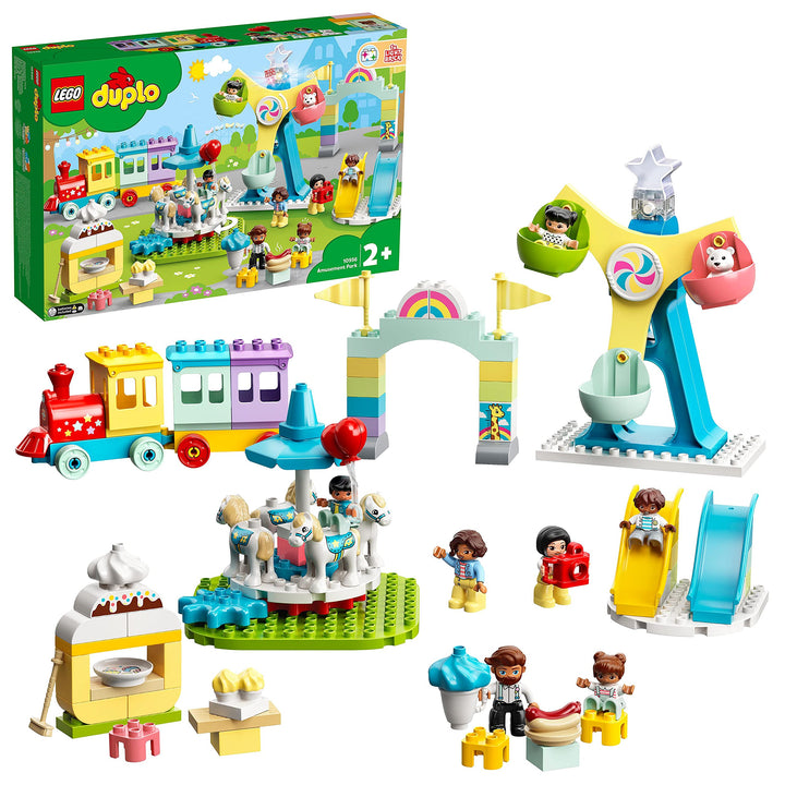 LEGO 10956 DUPLO Erlebnispark, Kinderspielzeug ab 2 Jahre mit Jahrmarkt und Zug Optimierte Verpackun