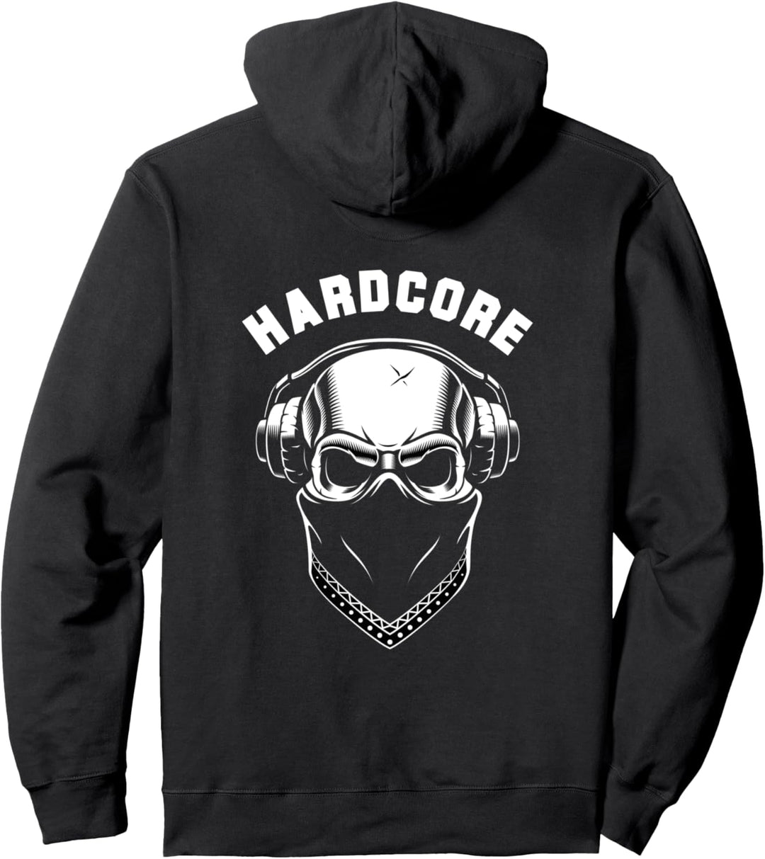 Backprint 200 BPM Hardcore Totenkopf - Druck auf Rücken Pullover Hoodie